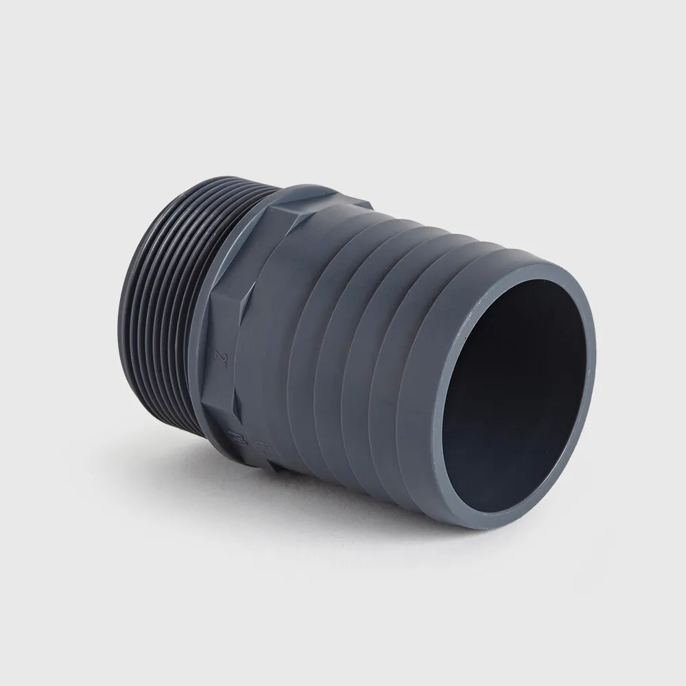 Embout de tuyau PP 1" x 32 mm filetage mâle x embout 6bar gris