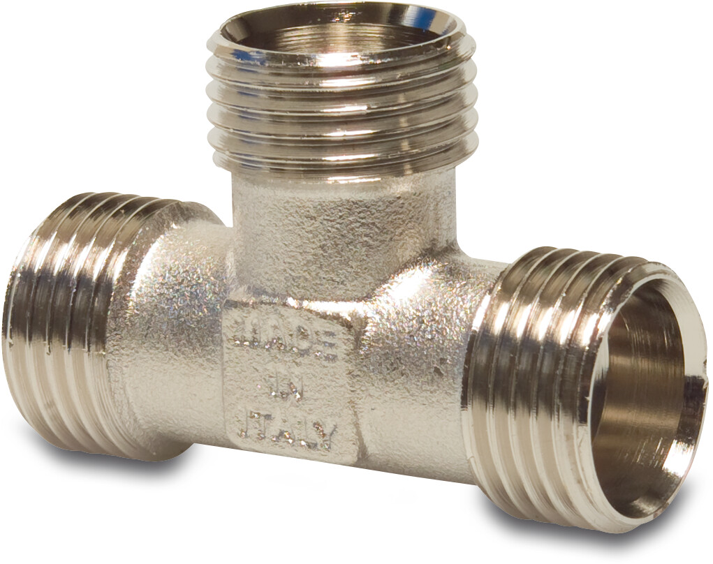 Multi-Fit T-stykke 90° messing forniklet 1/2" udvendig gevind 20bar KIWA